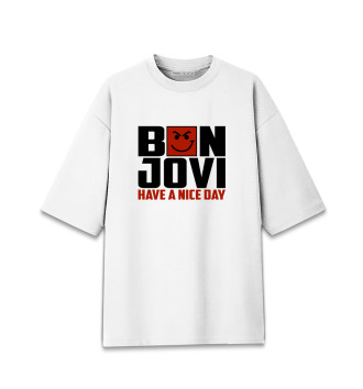 Мужская Хлопковая футболка оверсайз Bon Jovi