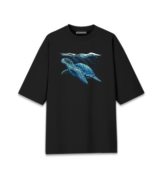Мужская Хлопковая футболка оверсайз Морская черепаха