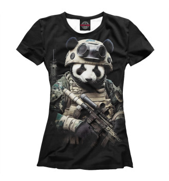 Женская Футболка Медведь панда солдат спецназа