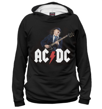 Мужское Худи AC/DC & гитарист Ангус  Янг