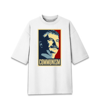 Женская Хлопковая футболка оверсайз Сталин коммунизм арт