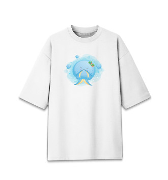 Женская Хлопковая футболка оверсайз Осьминог малыш