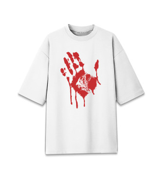 Женская Хлопковая футболка оверсайз Кровавая ладонь
