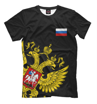Мужская Футболка Россия Флаг и Герб