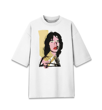 Женская Хлопковая футболка оверсайз Andy Warhol Mick Jagger