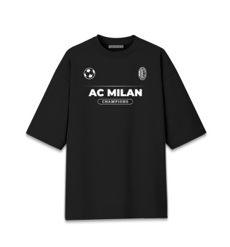 Мужская Хлопковая футболка оверсайз AC Milan Форма Чемпионов