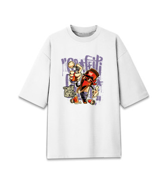 Женская Хлопковая футболка оверсайз Граффити
