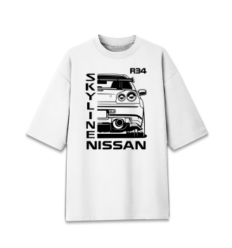 Мужская Хлопковая футболка оверсайз R34 Skyline GT-R - JDM