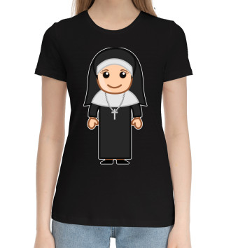 Женская Хлопковая футболка Монашка