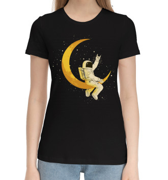 Женская Хлопковая футболка Лунный наездник