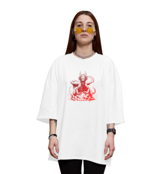 Женская Хлопковая футболка оверсайз Дракон на скале