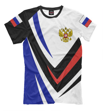 Мужская Футболка Россия - флаг на рукавах