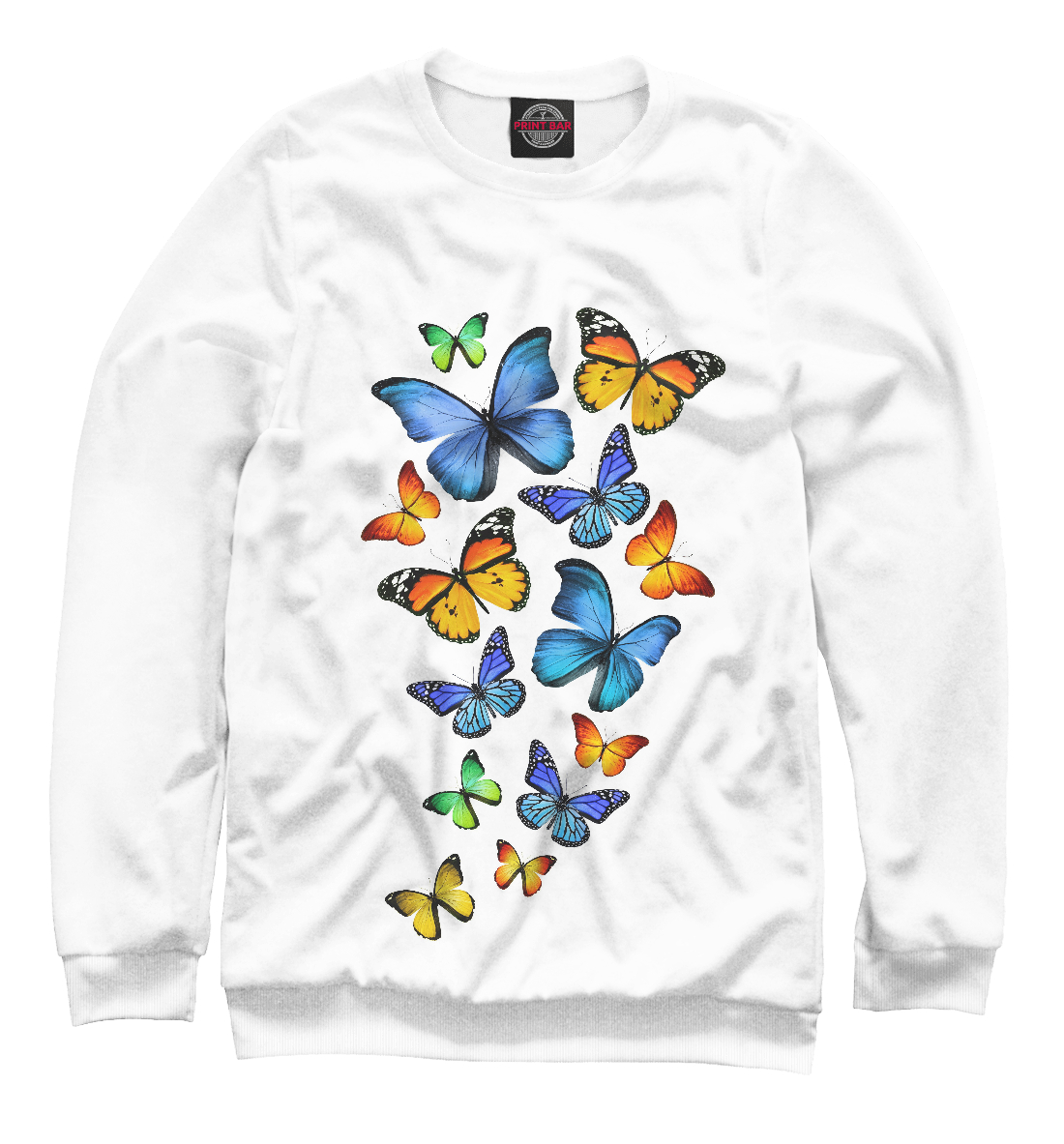 Женский Свитшот с принтом Цветные бабочки, артикул NAS-975057-swi-1mp