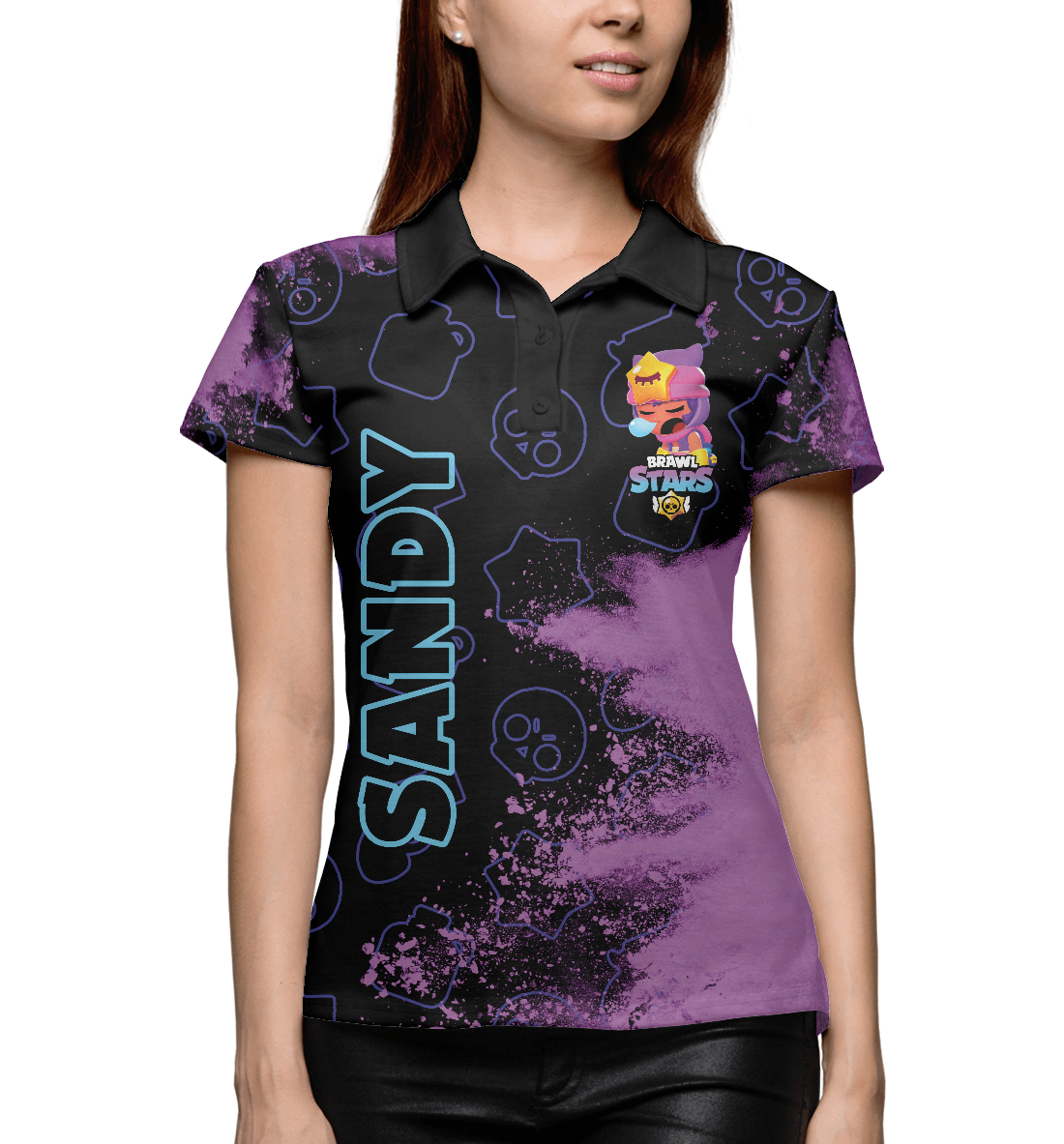 Женское Поло с принтом Brawl Stars Sandy / Сэнди, артикул CLH-645246-pol-1mp