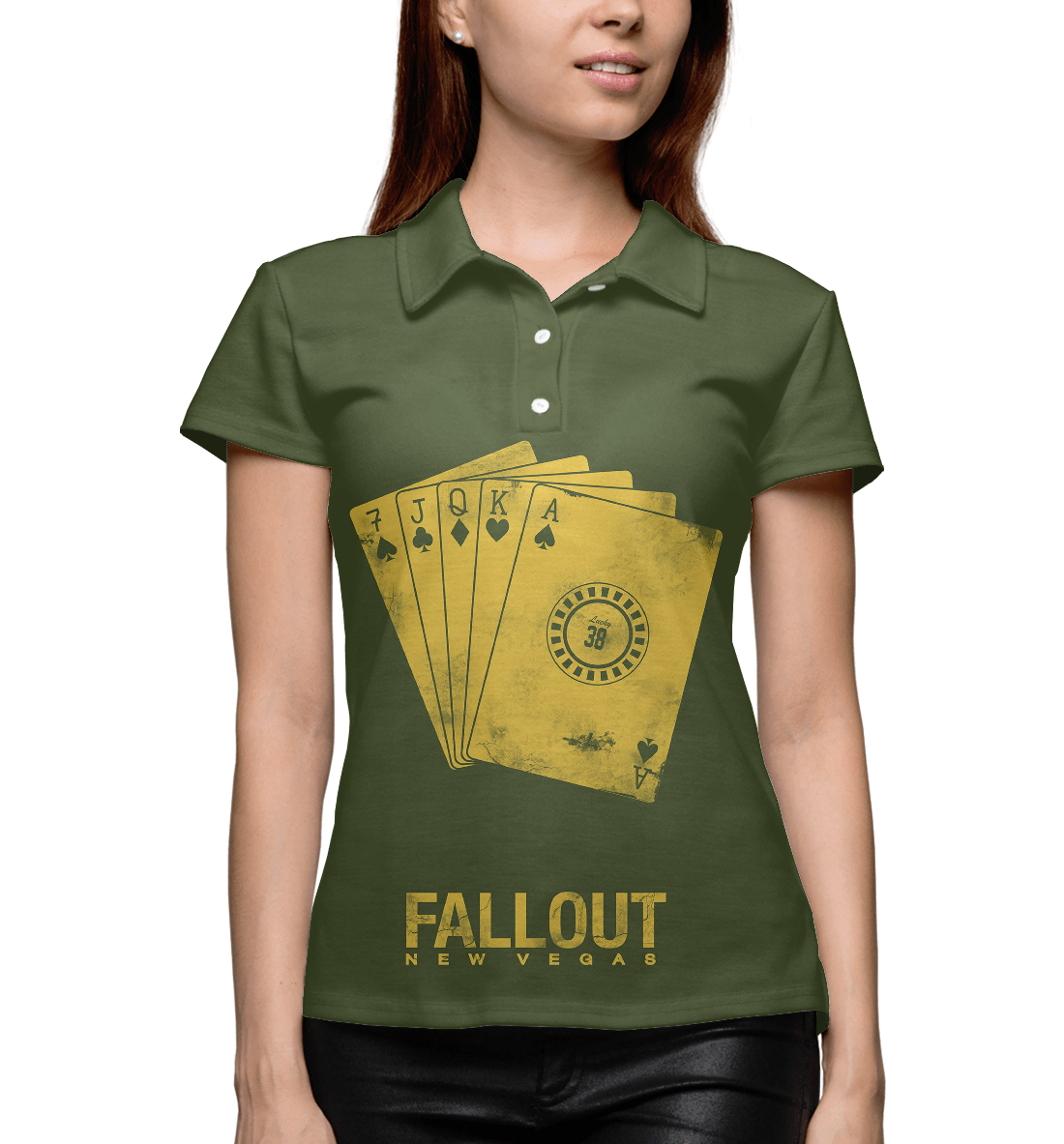 Женское Поло с принтом Fallout New Vegas, артикул FOT-162114-pol-1mp