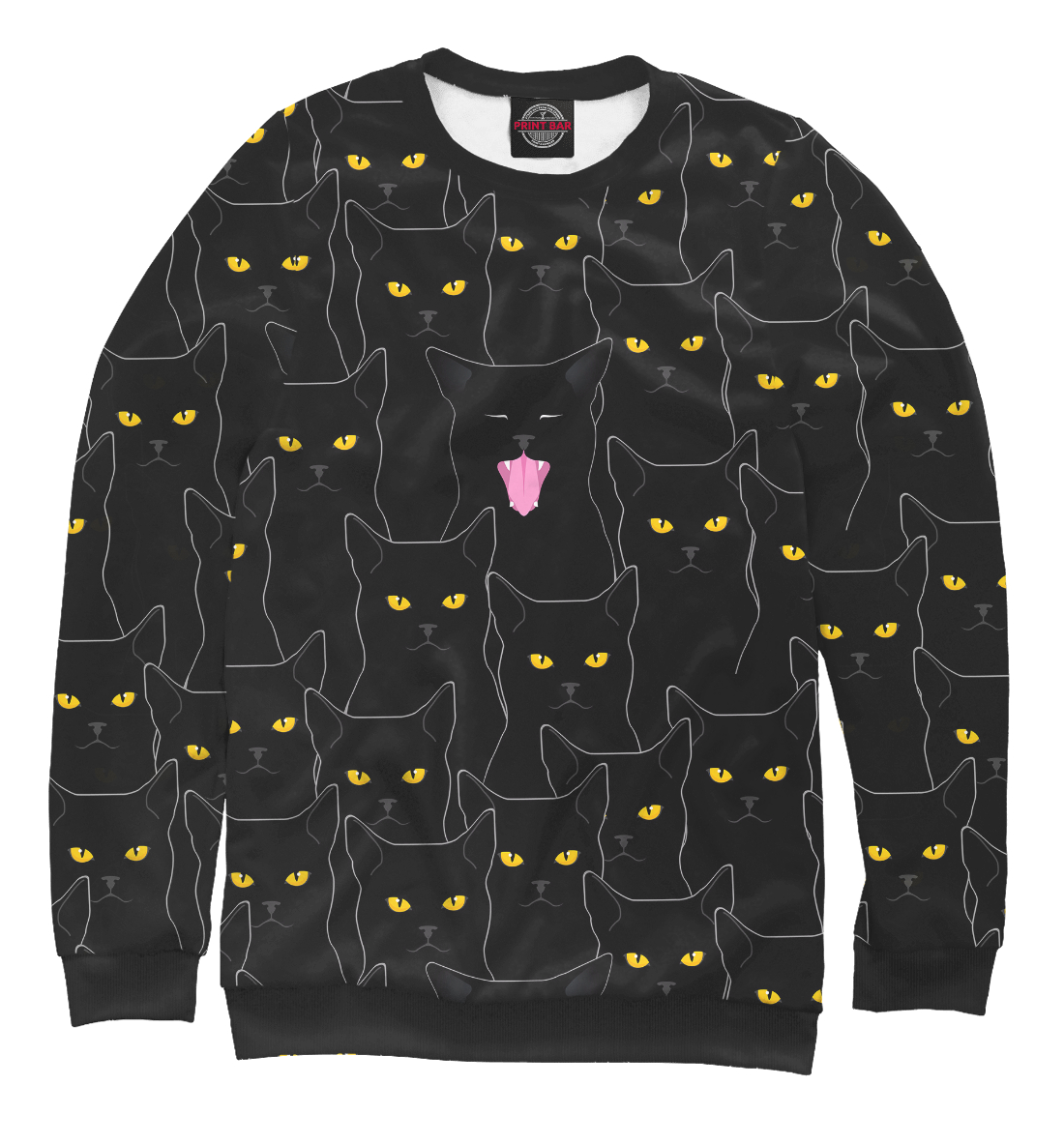Детский Свитшот с принтом Черные Коты для девочек, артикул CAT-639187-swi-1mp