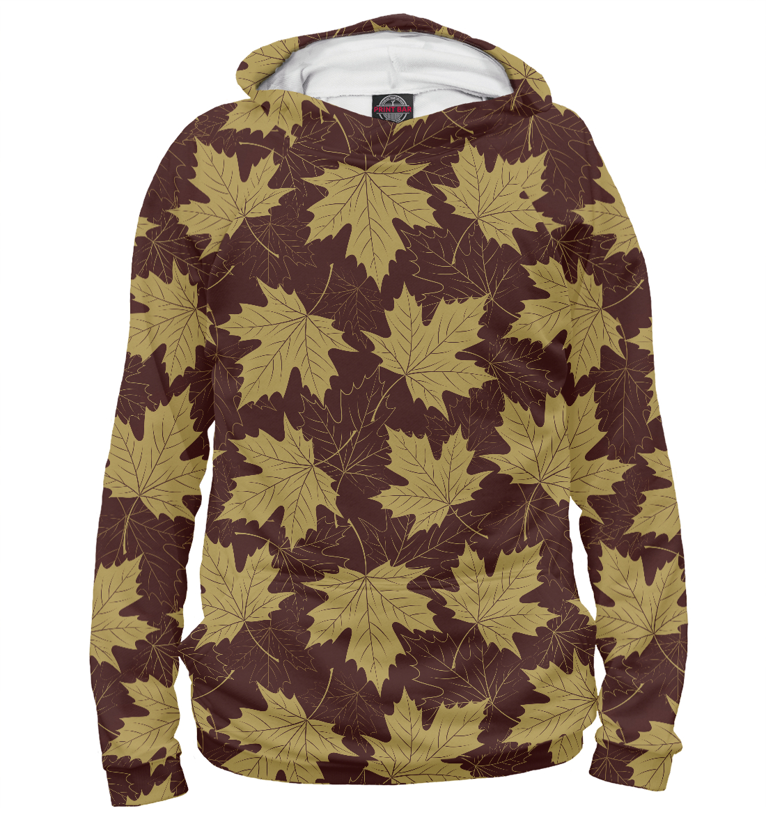 Мужской Худи с принтом Осенние листы (коричневый фон), артикул LST-603883-hud-2mp