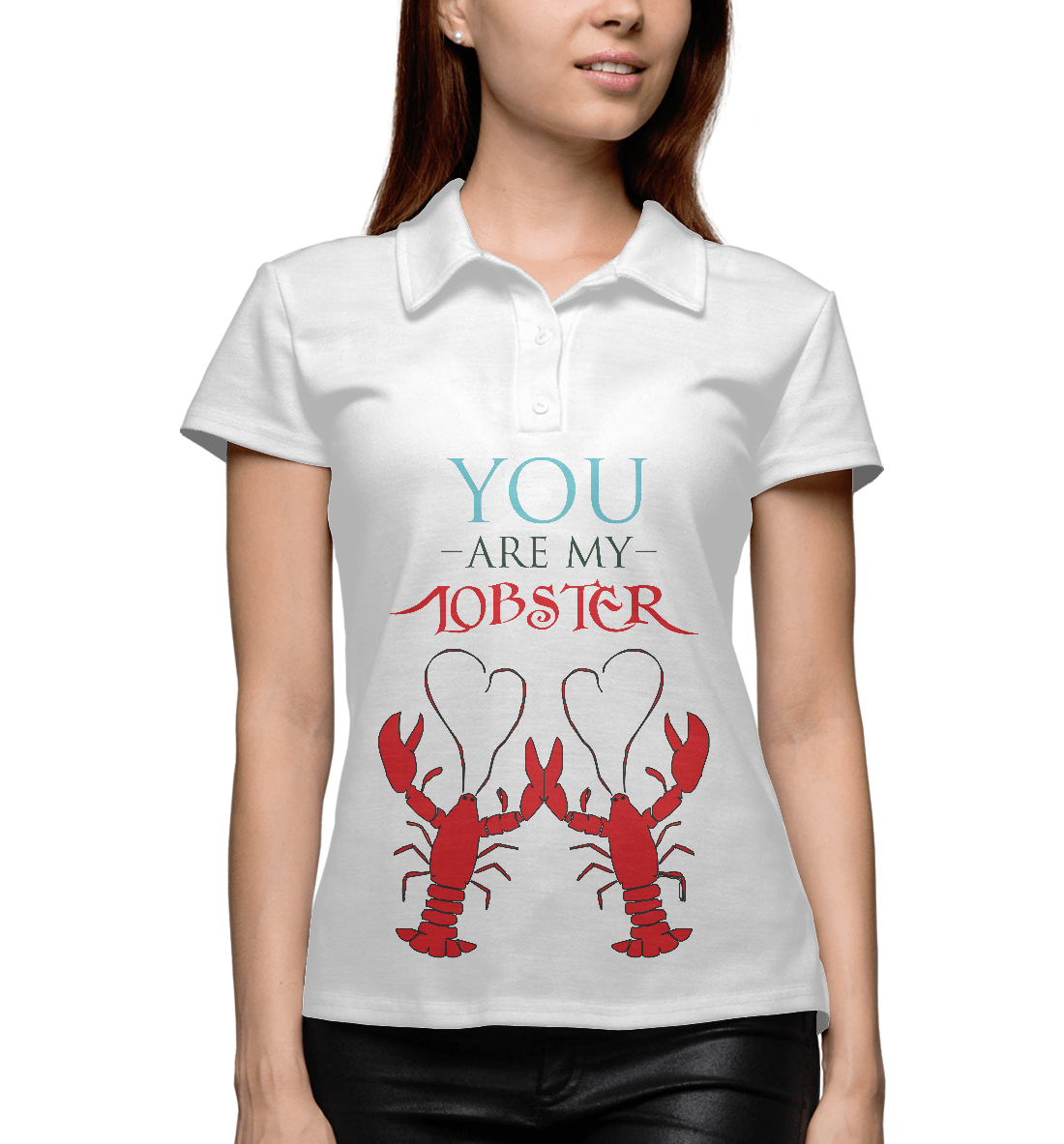 Женское Поло с принтом You are my lobster, артикул 14F-969615-pol-1mp