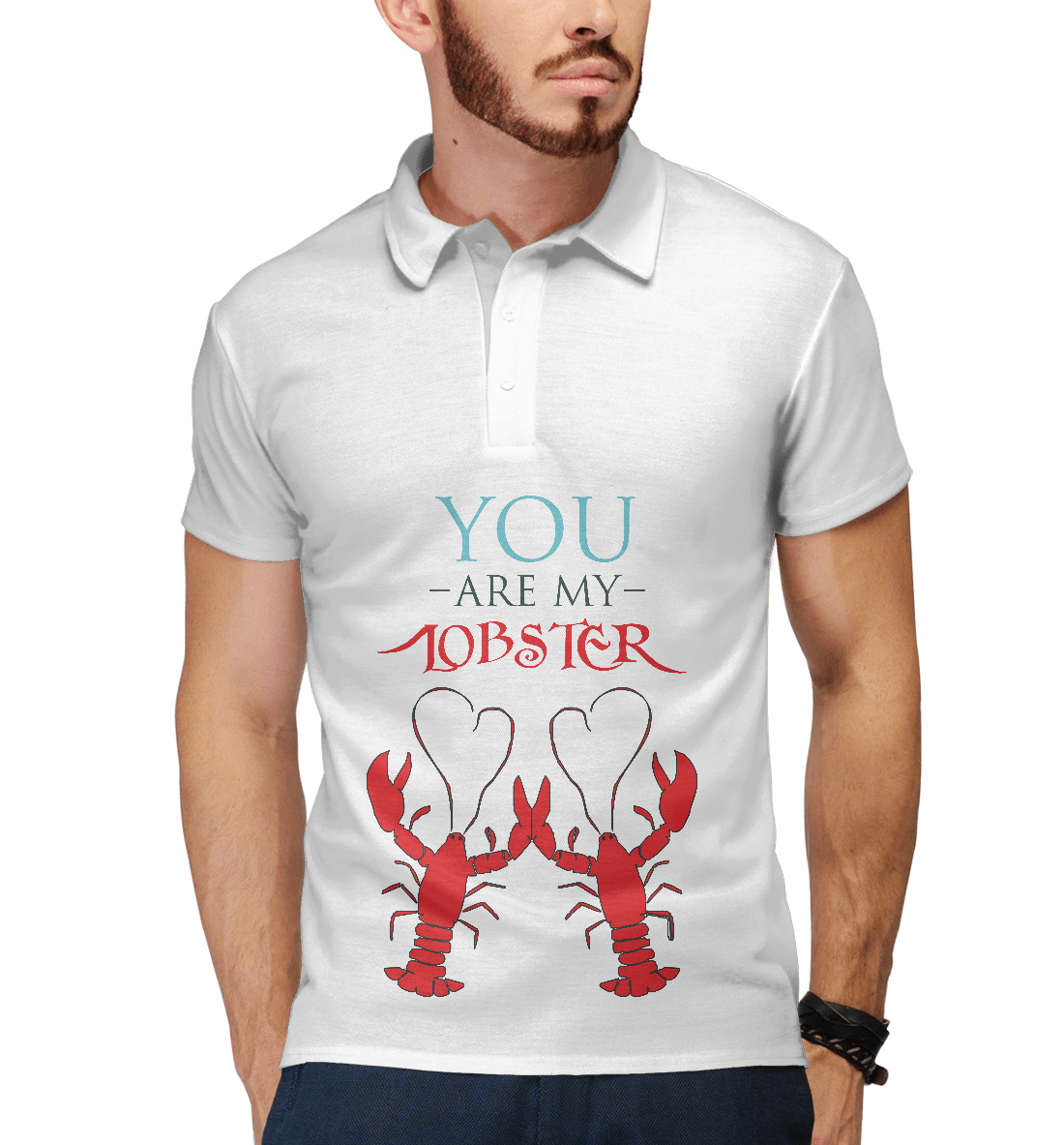 Мужское Поло с принтом You are my lobster, артикул 14F-969615-pol-2mp