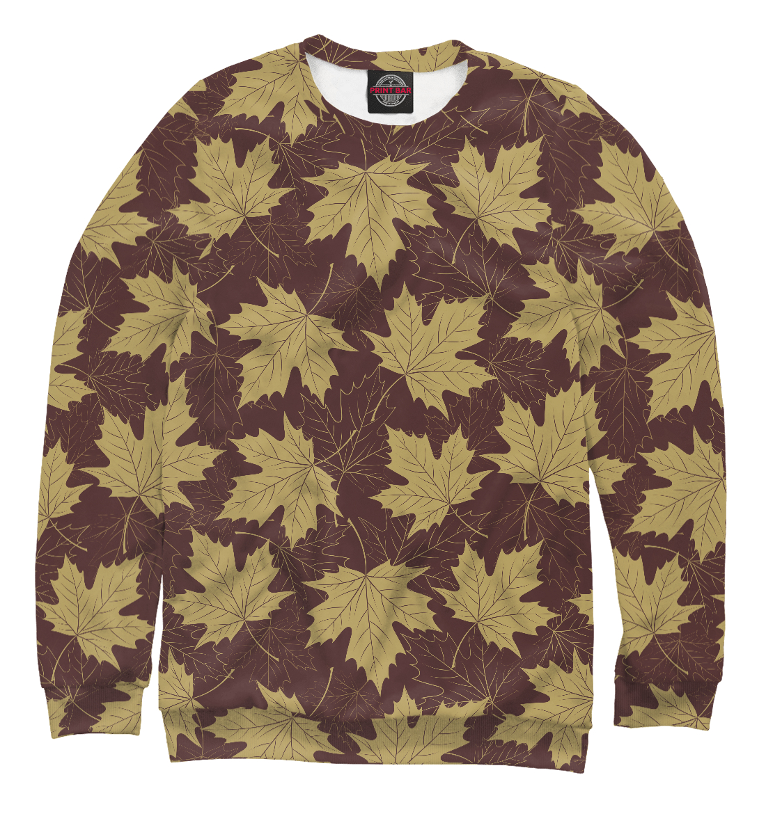 Детский Свитшот с принтом Осенние листы (коричневый фон) для мальчиков, артикул LST-603883-swi-2mp
