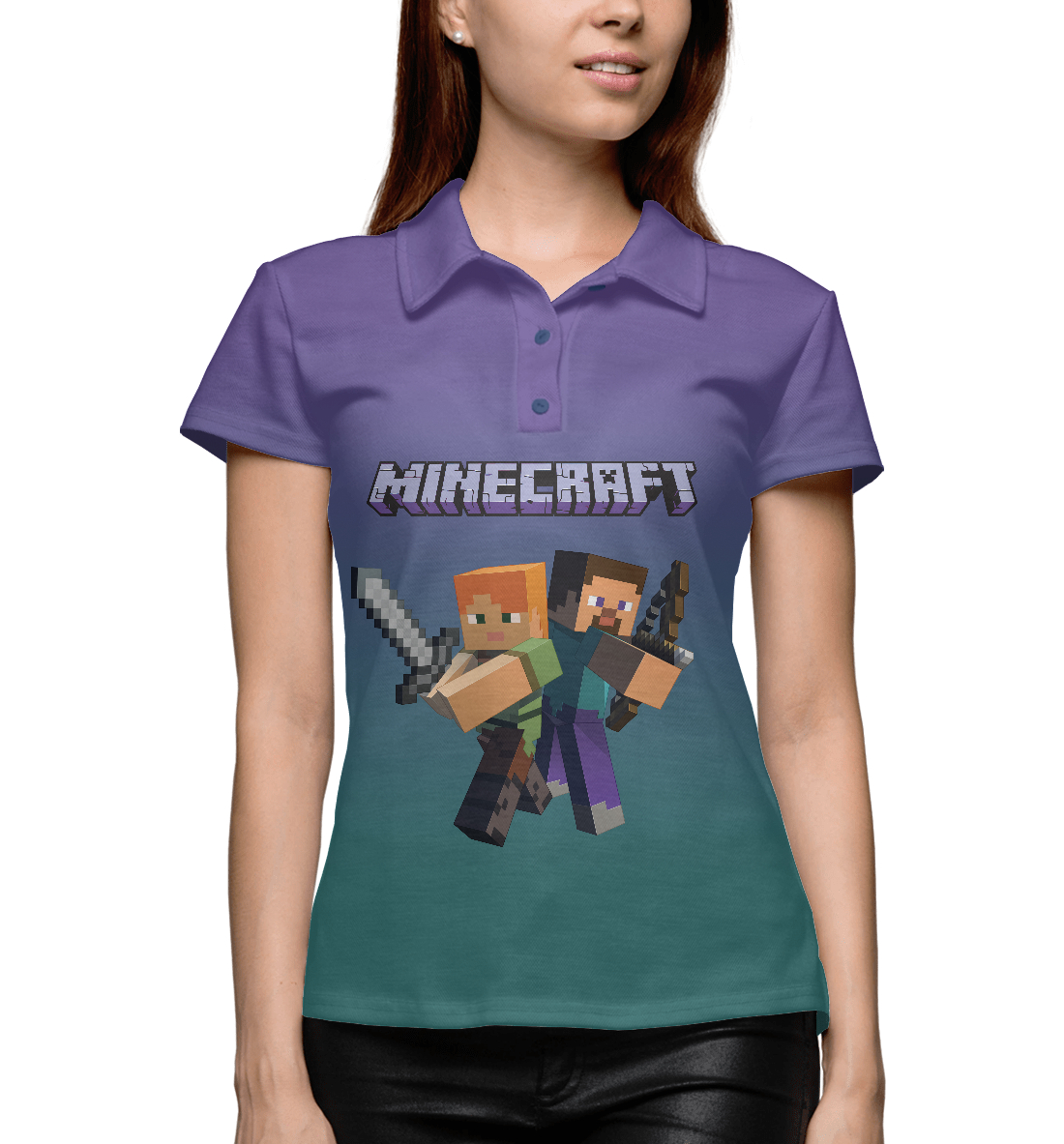 Женское Поло с принтом Minecraft, артикул MCR-959820-pol-1mp