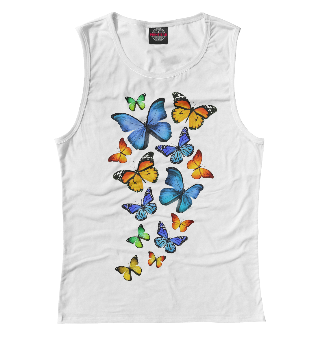 Женская Майка с принтом Цветные бабочки, артикул NAS-975057-may-1mp