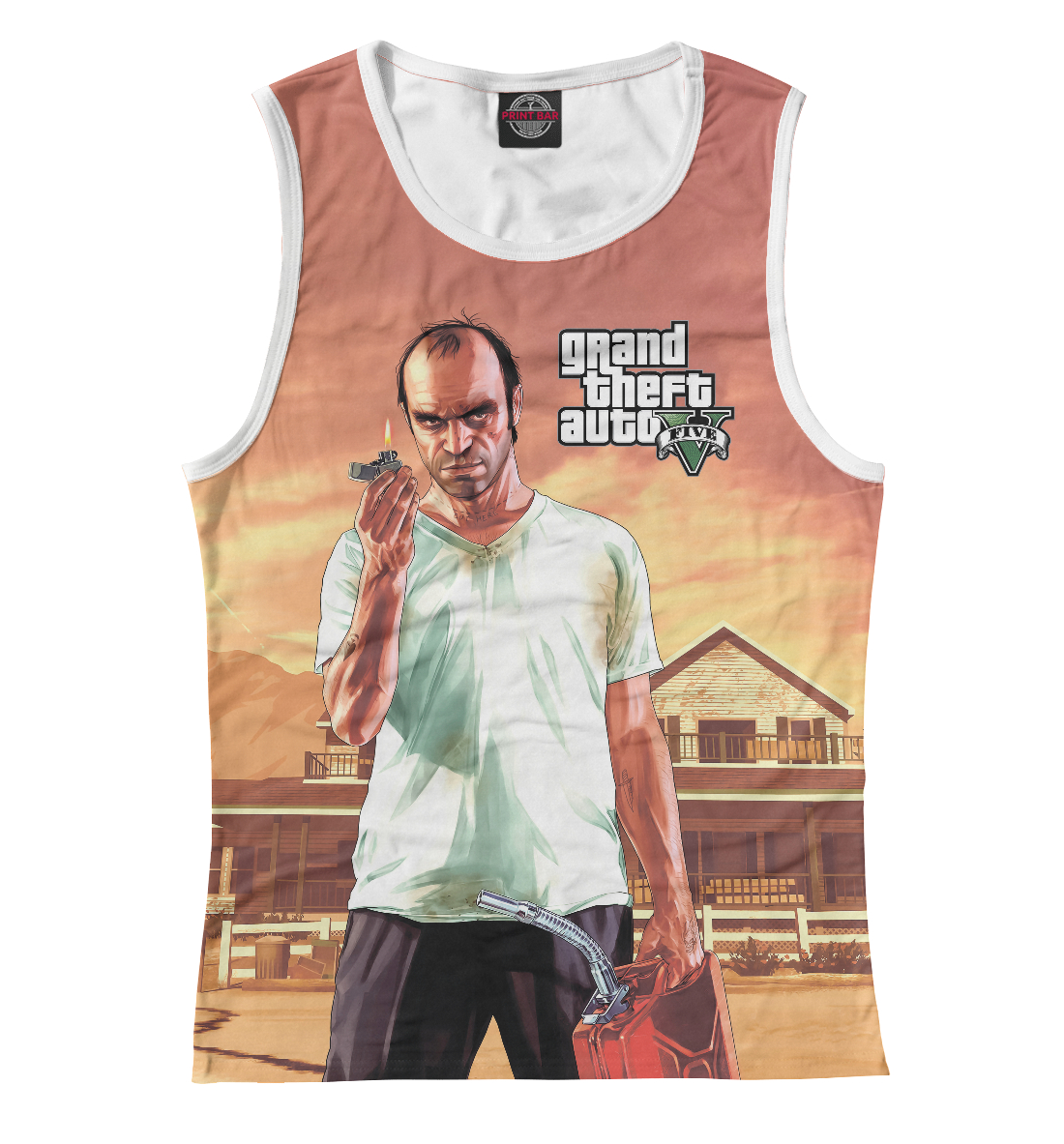 Женская Майка с принтом Grand Theft Auto | GTA, артикул GTA-753900-may-1mp