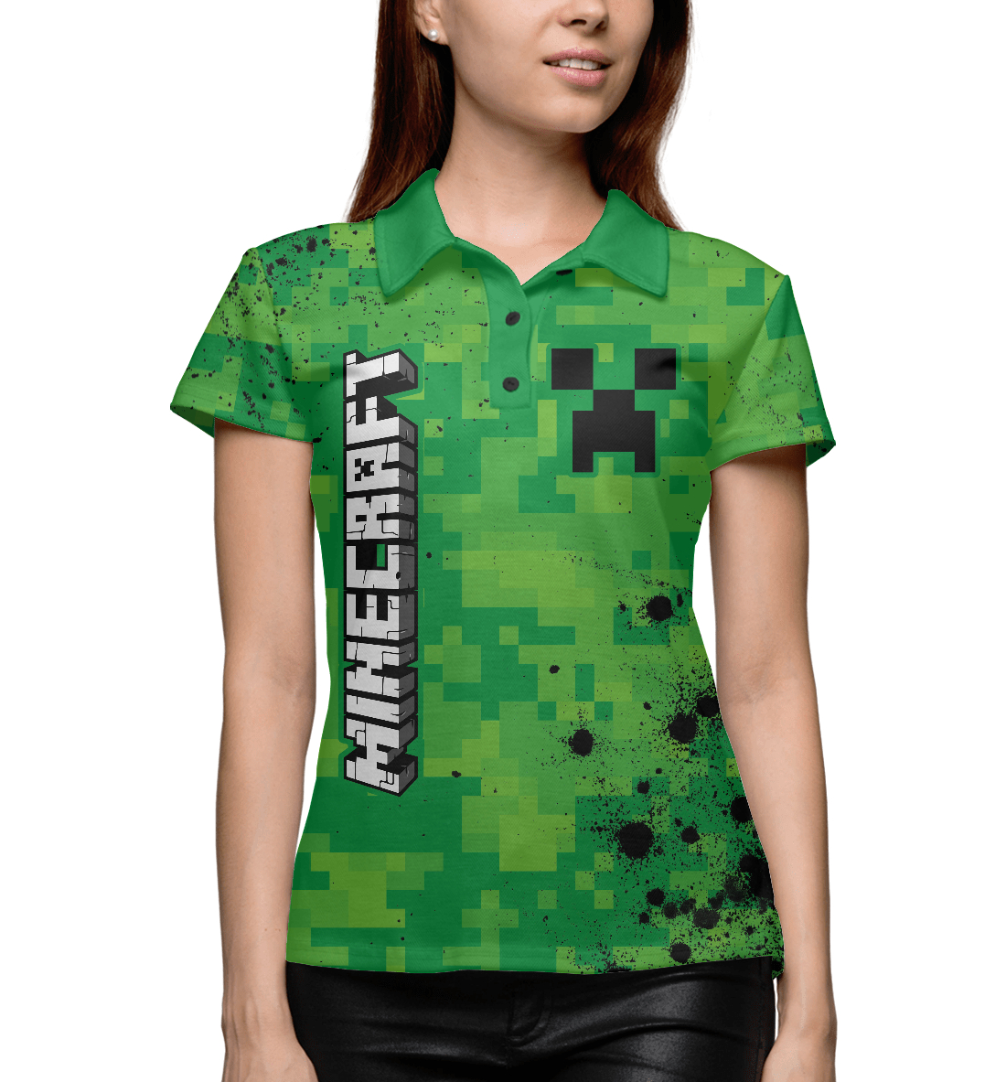 Женское Поло с принтом Minecraft / Майнкрафт, артикул MCR-790849-pol-1mp