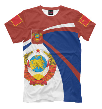Футболка для мальчиков СССР на фоне флага РФ