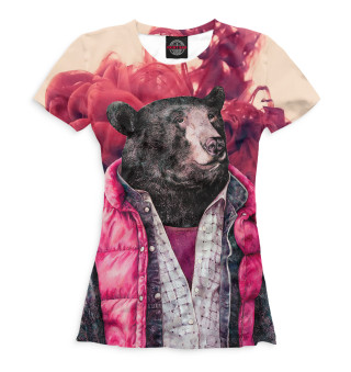 Женская футболка Медведь в жилетке