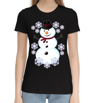 Женская Хлопковая футболка Снеговик