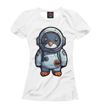 Футболка для девочек Пингвин-космонавт