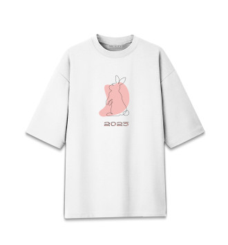 Хлопковая футболка оверсайз для девочек Милый кролик 2023