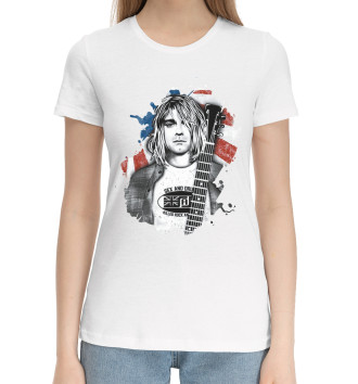 Женская Хлопковая футболка Kurt Cobain