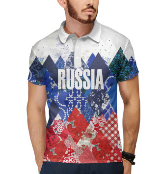 Мужское Поло Орнамент – флаг России