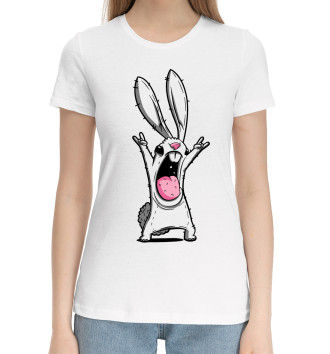 Женская Хлопковая футболка Кролик Рок