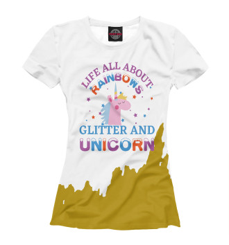 Женская Футболка Glitter and Unicorn