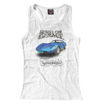 Женская Борцовка Синий масл-кар Corvette на белом