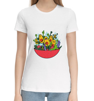 Женская Хлопковая футболка Авокадо против салата