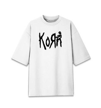 Мужская Хлопковая футболка оверсайз KoЯn - надпись