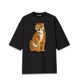 Мужская Хлопковая футболка оверсайз Могущественный тигр
