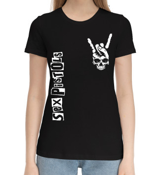 Женская Хлопковая футболка Sex Pistols Рок Символ на темном