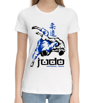 Женская Хлопковая футболка Борьба дзюдо