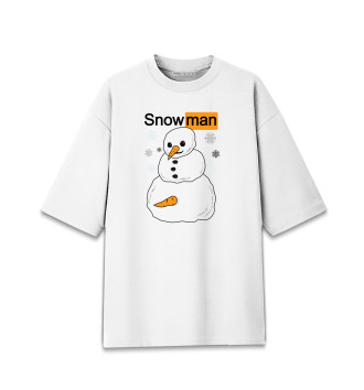 Женская Хлопковая футболка оверсайз Снеговик