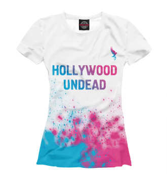 Женская Футболка Hollywood Undead Neon Gradient (брызги)