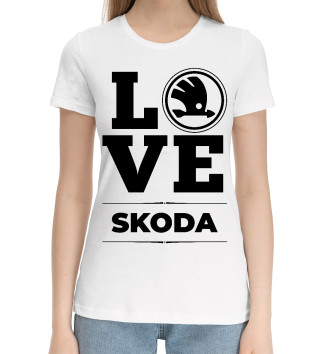Женская Хлопковая футболка Skoda Love Classic