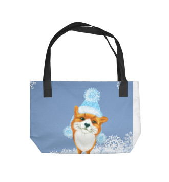 Пляжная сумка Зимний лисёнок