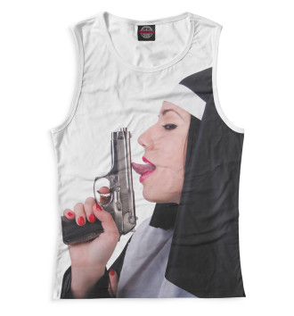 Женская Майка Монашка с пистолетом