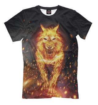 Мужская футболка Огненный волк