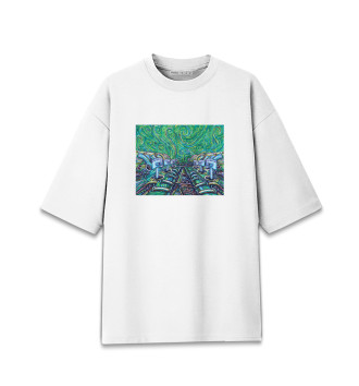Мужская Хлопковая футболка оверсайз W-образный двигатель в стиле Ван Гога